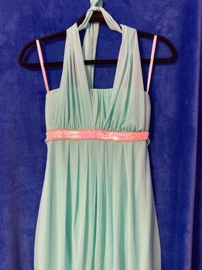 VINTAGE - BEACH/CRUISE VACATION - Teal Halter minidress